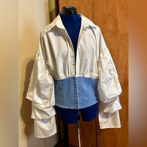 WoWo Faux Pearl Corset Top